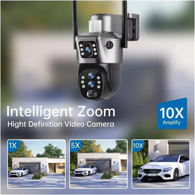 Alt view image 4 of 7 - 10x Zoom Solar Cameras WiFi Outdoor Surveillance 6K 12MP CCTV IP Camara 360 PTZ External Security Cam V380