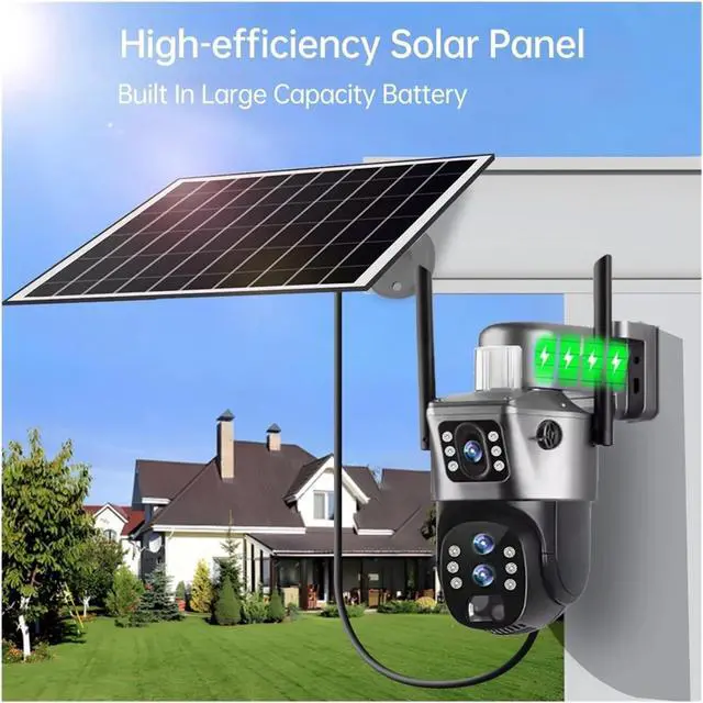 Alt view image 6 of 7 - 10x Zoom Solar Cameras WiFi Outdoor Surveillance 6K 12MP CCTV IP Camara 360 PTZ External Security Cam V380
