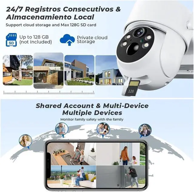 Alt view image 6 of 6 - 8MP 4K Solar Wirelesss IP Camera with 7800 MAh Battery Outdoor HD 4MP Dual Lens WiFi IP Camara Solar Panel CCTV Security