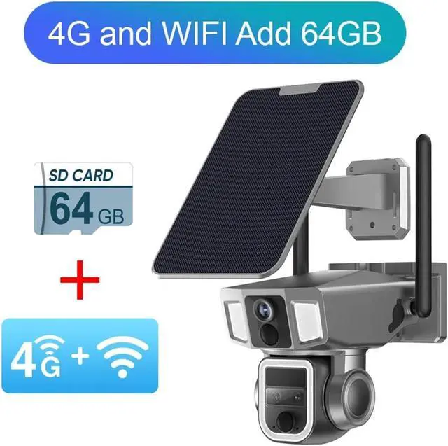 Alt view image 2 of 7 - 12MP 6K 10X Zoom Dual Screen Solar Camera Outdoor 4G/WiFi 2 in 1 Three Lens Dual PIR Detection Auto Tracking CCTV Cam