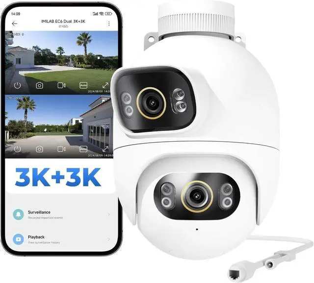 Main image of Outdoor Surveillance 3K+3K Dual Lens Camera 360° PTZ/Colour Night Vision/7/24 Work/ - EC6 Dual Upgraded