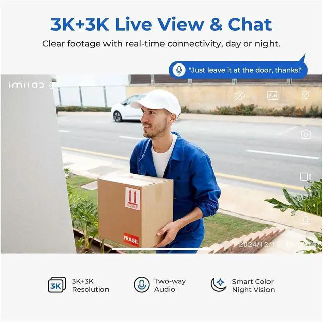 Alt view image 4 of 7 - Outdoor Surveillance 3K+3K Dual Lens Camera 360° PTZ/Colour Night Vision/7/24 Work/ - EC6 Dual Upgraded