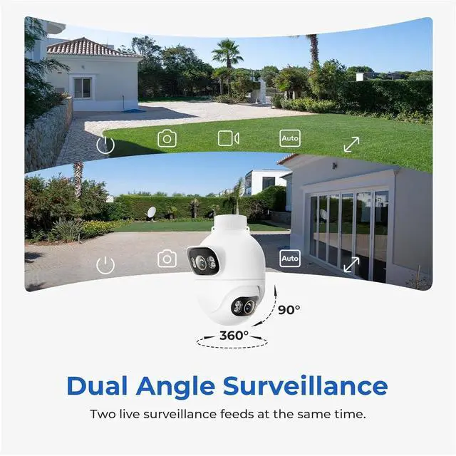 Alt view image 2 of 6 - Outdoor Surveillance Camera Dual Lens 360° PTZ Camera Colour Night Vision WiFi/LAN 7/24 Work EC6 Dual