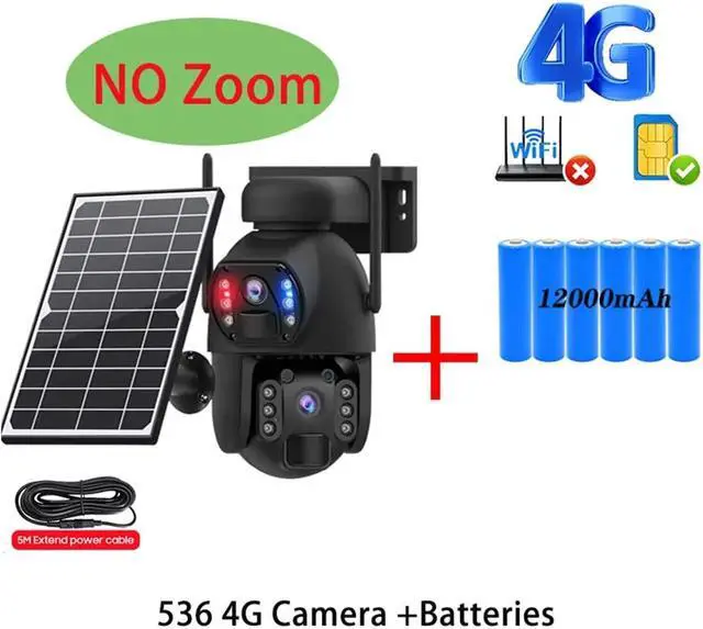 Alt view image 2 of 7 - 4K 8MP Solar Surveillance Camera Outside Solar Powered CCTV Dual Lens Dual View Extension Cord Built in Batteries Home
