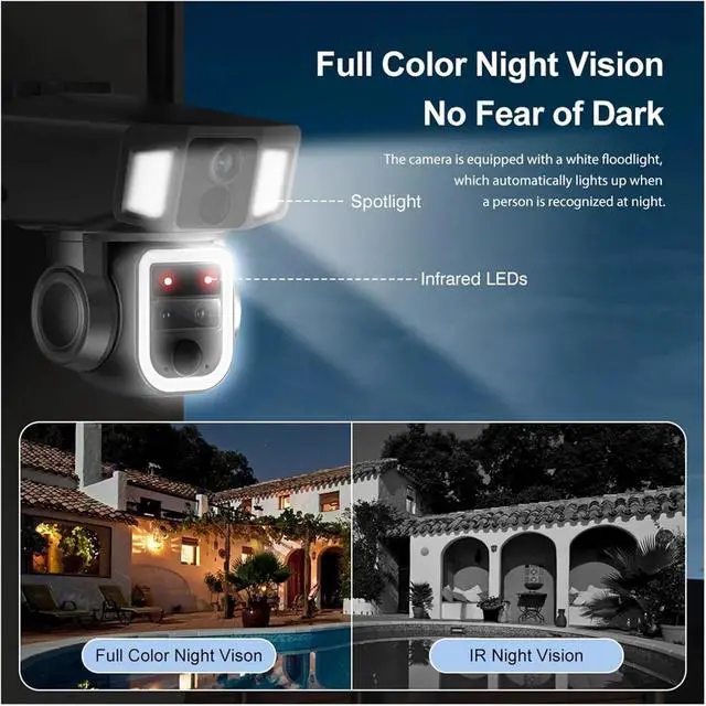 Alt view image 7 of 7 - 12MP 6K 10X Zoom Dual Screen Solar Camera Outdoor 4G/WiFi 2 in 1 Three Lens Dual PIR Detection Auto Tracking CCTV Cam