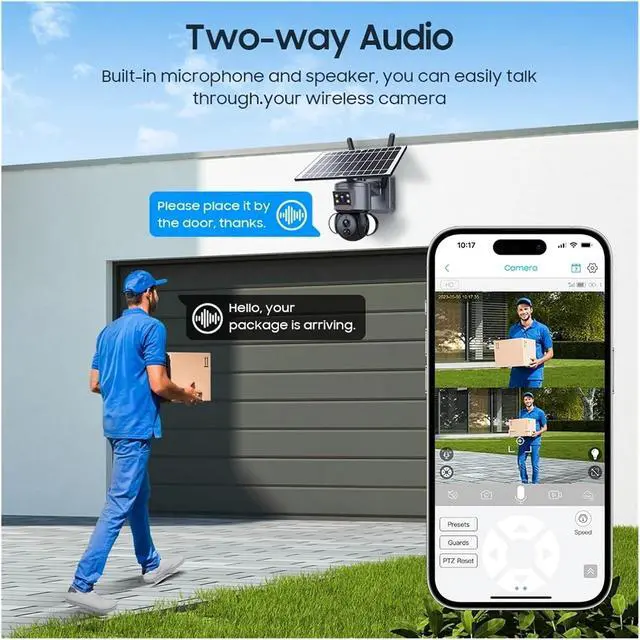 Alt view image 4 of 6 - 4K 8MP Solar Camera 4G SIM/WiFi Security Outdoor Dual Lens Recording Humanoid Tracking Color Night Vision PTZ Cam