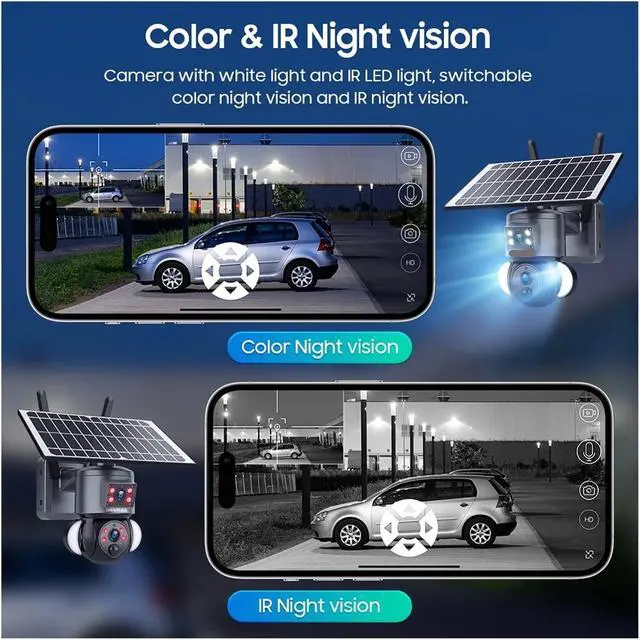 Alt view image 6 of 6 - 4K 8MP Solar Camera 4G SIM/WiFi Security Outdoor Dual Lens Recording Humanoid Tracking Color Night Vision PTZ Cam
