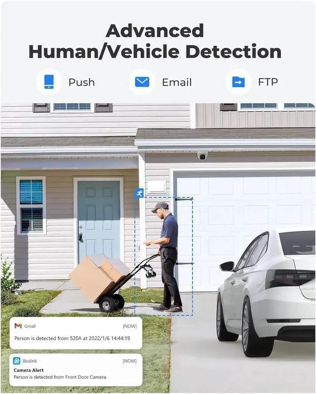 Alt view image 3 of 5 - Smart Security Camera 5MP PoE Outdoor Night Vision IP Cam Person/Vehicle Detection Home Surveillance Camera