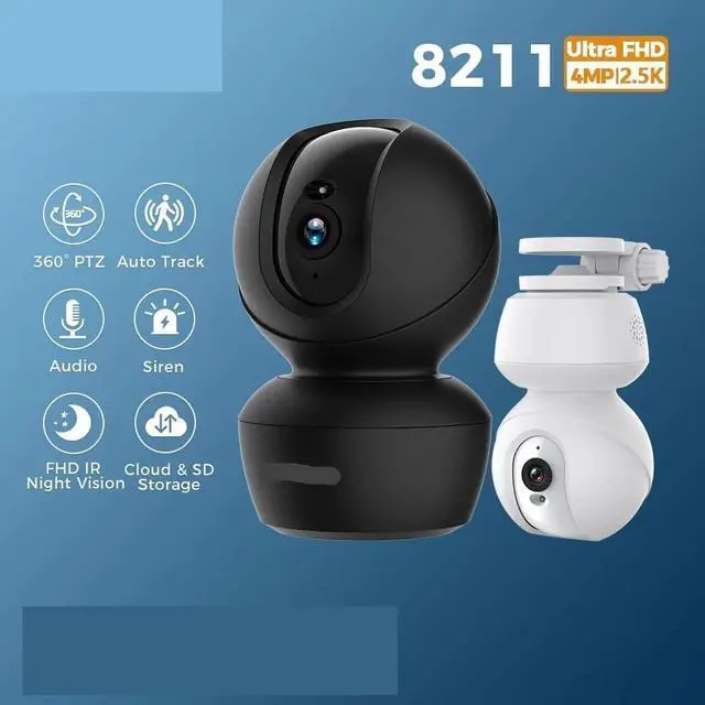 Alt view image 2 of 7 - 2.5K Security Camera Indoor CCTV Camera WiFi 360° Auto Track Night Vision Human Detect Surveillance IP Camera for Home