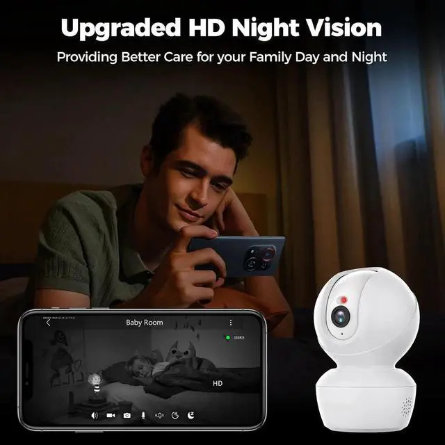 Alt view image 4 of 7 - 2.5K Security Camera Indoor CCTV Camera WiFi 360° Auto Track Night Vision Human Detect Surveillance IP Camera for Home
