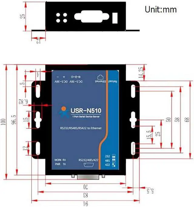 Alt view image 4 of 6 - USR-N510-H7 1 RS232/485/422 to Ethernet Device Server Modbus to MQTT IoT Gateway X 1 Set