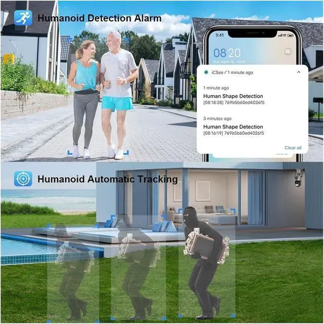 Alt view image 2 of 6 - 4K 8MP Dual Lens Dual Screen IP Camera WiFi Waterproof Color Night Vision Auto Tracking WiFi Surveillance Cameras