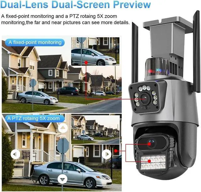 Alt view image 4 of 6 - 4K 8MP Dual Lens Dual Screen IP Camera WiFi Waterproof Color Night Vision Auto Tracking WiFi Surveillance Cameras