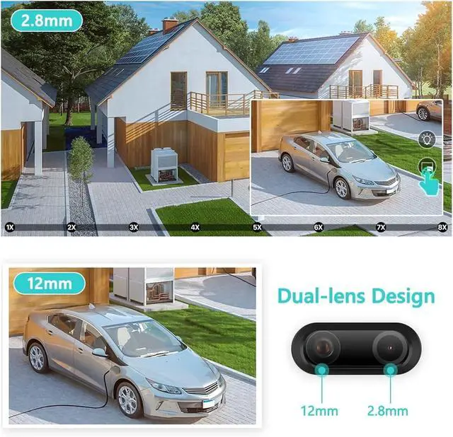 Alt view image 3 of 6 - 8MP 4K 8X Hybrid Zoom 2.8+12mm Dual Lens PTZ IP Camera WiFi Human Detection 4MP Audio Security Video Surveillance Camera