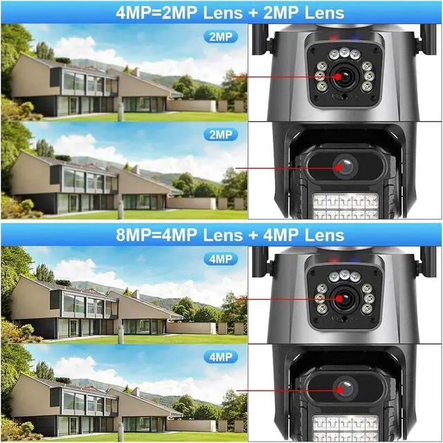 Alt view image 6 of 6 - 4K 8MP Dual Lens Dual Screen IP Camera WiFi Waterproof Color Night Vision Auto Tracking WiFi Surveillance Cameras