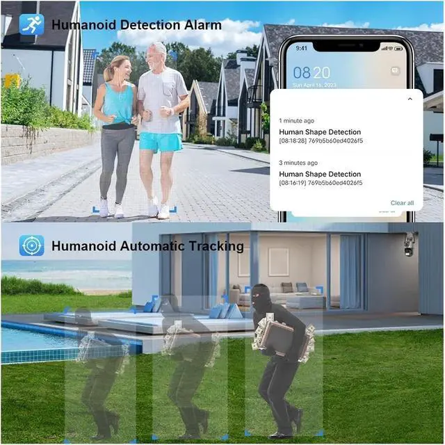 Alt view image 2 of 6 - 4K 8MP Dual Lens Dual Screen IP Camera WiFi Waterproof Color Night Vision Auto Tracking WiFi Surveillance Cameras