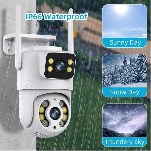Alt view image 3 of 6 - 8MP 4K PTZ IP Camera Dual Lens 5X Zoom Night Vision Auto Tracking WiFi Surveillance Camera Security Protection(4MP with 128G Card)