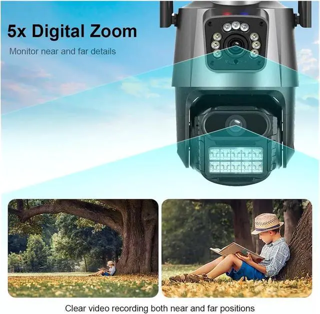 Alt view image 5 of 6 - 4K 8MP Dual Lens Dual Screen IP Camera WiFi Waterproof Color Night Vision Auto Tracking WiFi Surveillance Cameras