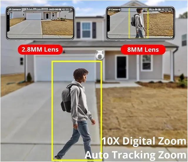 Alt view image 4 of 7 - 8MP 4K IP Camera WiFi PTZ Dual Lens 2.8mm 8mm 4MP 2K Outdoor Surveillance Security CCTV Video 10x Digital Zoom