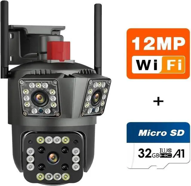 Alt view image 2 of 7 - HD 8MP PTZ WiFi 4K Camera 6K 12MP Three Screens 8X Zoom Security Protection Motion Human Detection Outdoor IP CCTV Survalance