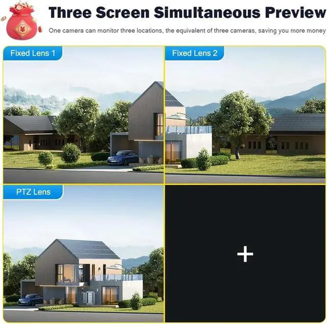 Alt view image 5 of 7 - HD 8MP PTZ WiFi 4K Camera 6K 12MP Three Screens 8X Zoom Security Protection Motion Human Detection Outdoor IP CCTV Survalance