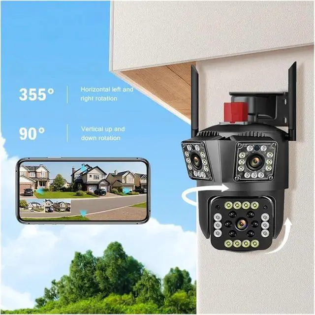 Alt view image 6 of 7 - HD 8MP PTZ WiFi 4K Camera 6K 12MP Three Screens 8X Zoom Security Protection Motion Human Detection Outdoor IP CCTV Survalance
