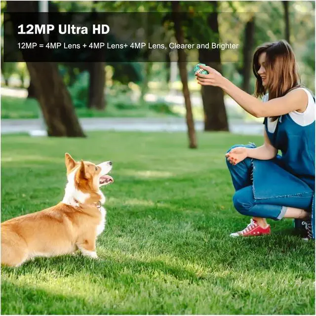 Alt view image 7 of 7 - HD 8MP PTZ WiFi 4K Camera 6K 12MP Three Screens 8X Zoom Security Protection Motion Human Detection Outdoor IP CCTV Survalance
