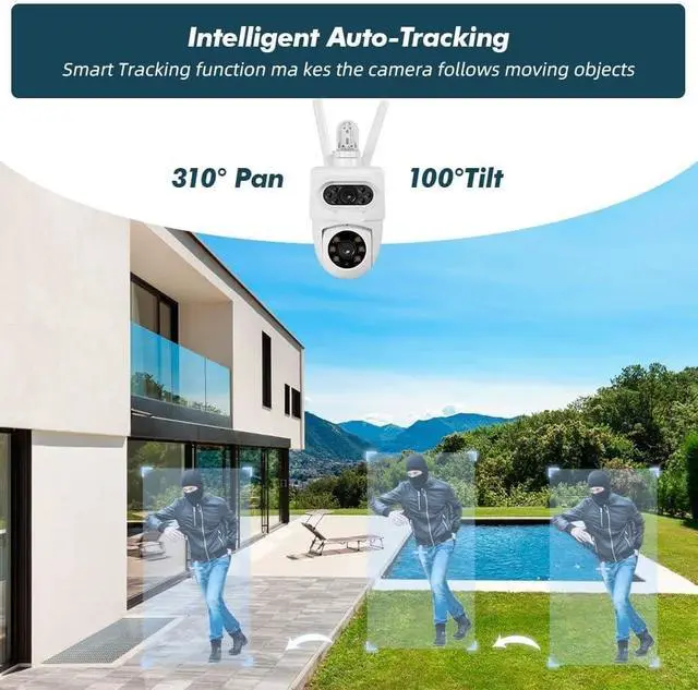 Alt view image 5 of 6 - Outdoor 10MP 5K HD Dual Lens WiFi IP Camera Tuya Smart PTZ Wireless Home Security CCTV Video Surveillance Human Detection