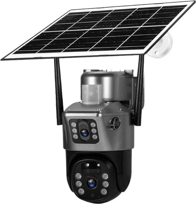 Main image of Outdoor PTZ 4MP 2K 4G SIM WiFi Solar Panel Dual Lens Camera Home Security CCTV Video Surveillance Built-in Battery