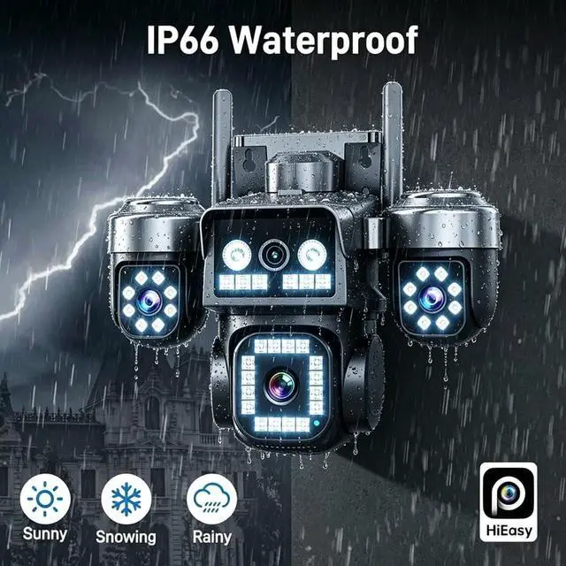 Alt view image 3 of 7 - 4-Lens 4G LTE Cellular Security Camera Outdoor,WiFi PTZ Camera, AI Human Detection, Full Color & IR Night Vision, 2-Way Audio, IP66 Weatherproof, Support TF Card & Cloud Storage,2