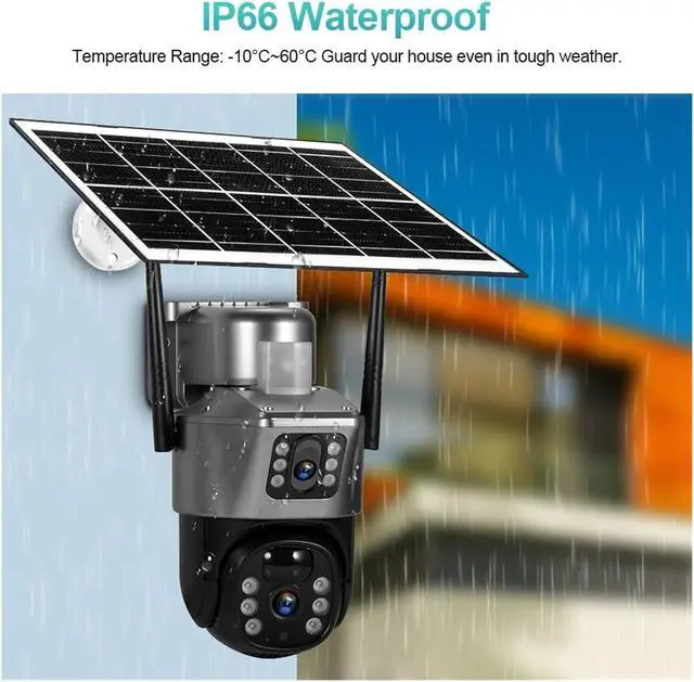 Alt view image 6 of 7 - Outdoor PTZ 4MP 2K 4G SIM WiFi Solar Panel Dual Lens Camera Home Security CCTV Video Surveillance Built-in Battery