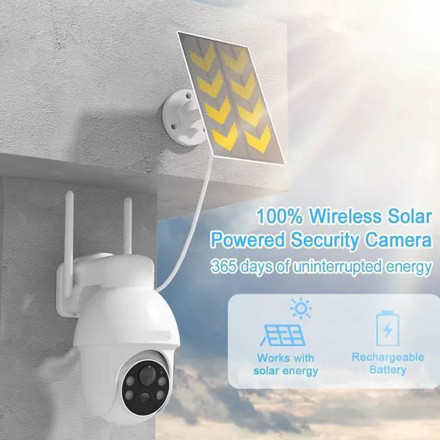 Alt view image 2 of 6 - 5MP Home Security Solar Camera WiFi Surveillance Camera Color Night Vision Human Detection Outdoor Wireless Two Way Audio