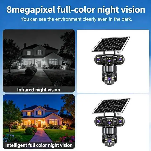 Alt view image 5 of 7 - Solar Powered Multi Angle Security Camera, 6K 9MP Outdoor Wi-Fi Security Camera