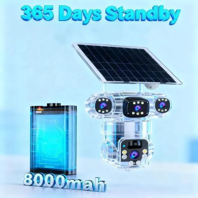 Alt view image 7 of 7 - Solar Powered Multi Angle Security Camera, 6K 9MP Outdoor Wi-Fi Security Camera