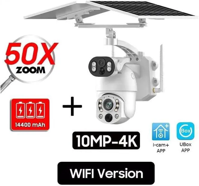 Alt view image 2 of 2 - 4K 50X Optical Zoom Dual Screen Security Solar Camera 4G Wireless Outdoor Surveillance WiFi PTZ Motion Detection Tracking IP Cam