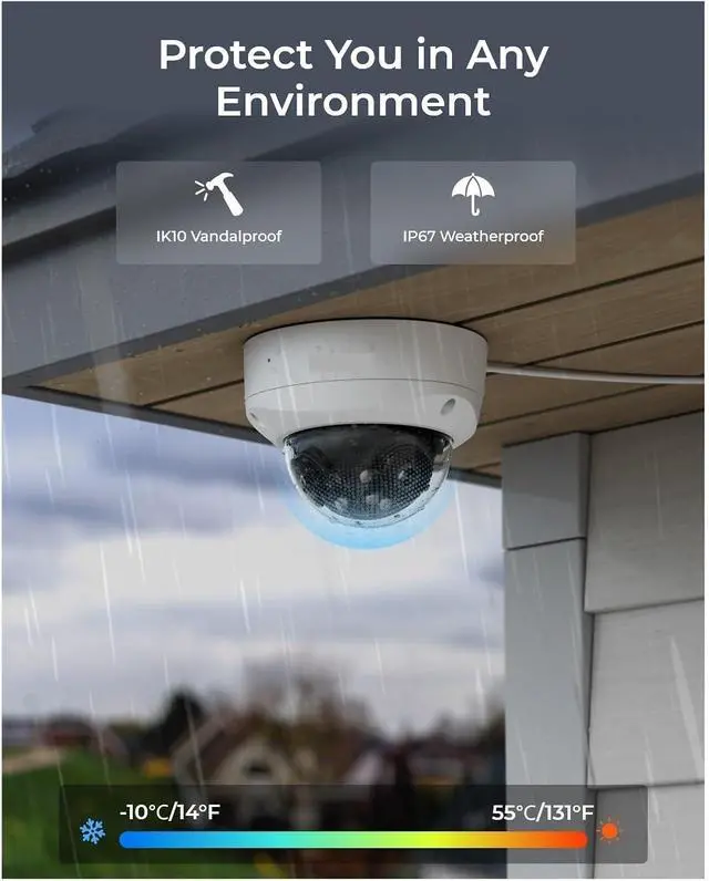 Alt view image 5 of 5 - 8MP 16MP PoE IP Camera IK10 Vandal-Proof Security Camera Dual-Lens 180° Panoramic Surveillance Cameras with Spotlight