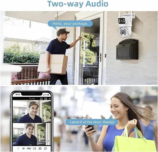 Alt view image 4 of 7 - 8MP WiFi IP Camera PTZ Dual Lens Dual Screen Manual Detection Full Color Night Vision Outdoor Security Surveillance Camera