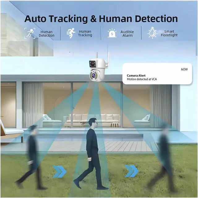 Alt view image 3 of 7 - 8MP WiFi IP Camera PTZ Dual Lens Dual Screen Manual Detection Full Color Night Vision Outdoor Security Surveillance Camera