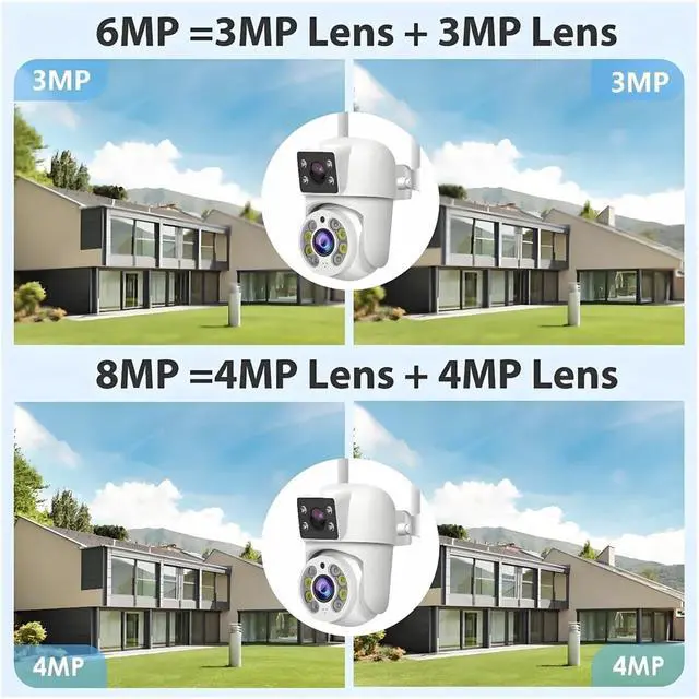 Alt view image 5 of 7 - 8MP WiFi IP Camera PTZ Dual Lens Dual Screen Manual Detection Full Color Night Vision Outdoor Security Surveillance Camera