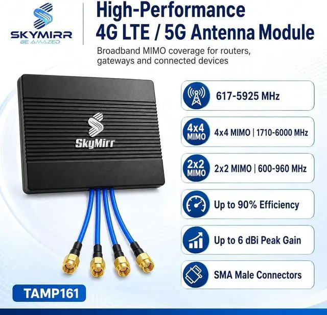 Alt view image 2 of 6 - TAMP161 4G LTE/5G Sub-6 Omnidirectional MIMO Antenna