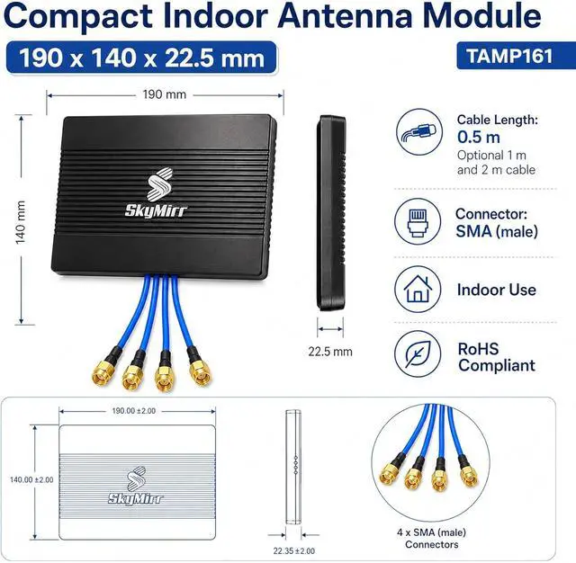 Alt view image 3 of 6 - TAMP161 4G LTE/5G Sub-6 Omnidirectional MIMO Antenna