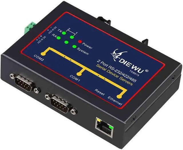 Main image of Industrial 2 Ports RS232/422/485 Serial Device Server Converter Support VCOM/TCP Server/TCP Client/UDP Mode