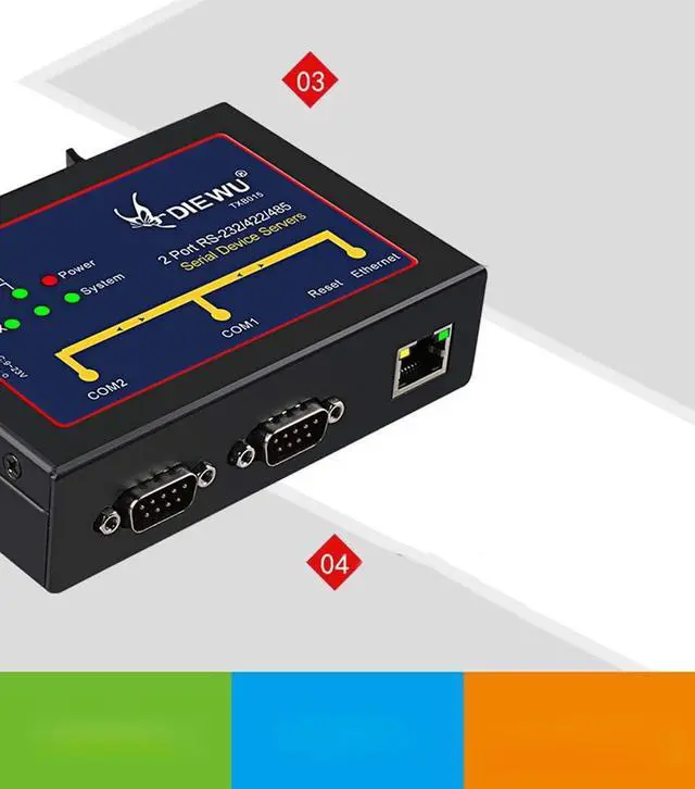 Alt view image 4 of 5 - Industrial 2 Ports RS232/422/485 Serial Device Server Converter Support VCOM/TCP Server/TCP Client/UDP Mode