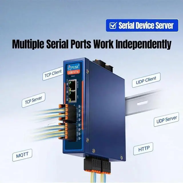 Alt view image 4 of 6 - 8/16-Channel RS485 Industrial Edge Serial Server Device USR-N780 Pro Version