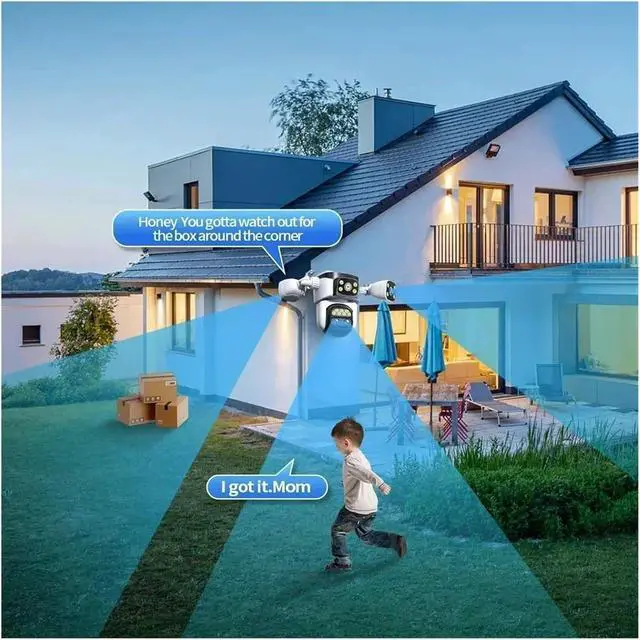 Alt view image 6 of 6 - 10K UHD WiFi6 20MP Outdoor Security Camera with 10X Zoom Four Screens Four Lenses PTZ Auto-Tracking Waterproof for CCTV
