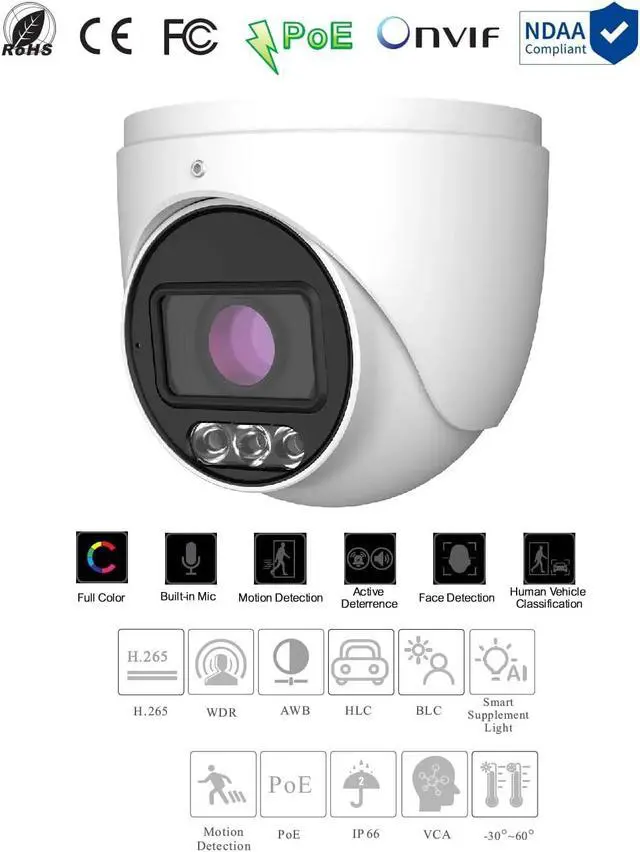 Alt view image 2 of 4 - Titanium IP-5IRD4E4B5-MZ-PA 4MP Active Deterrence Turret IP Security Camera