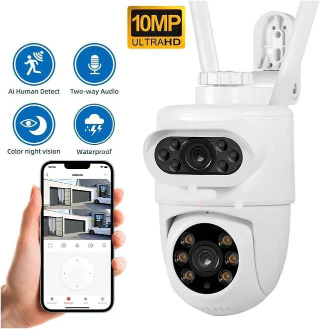Alt view image 2 of 7 - Outdoor 10MP 5K HD Dual Lens WiFi IP Camera Smart PTZ Home Security CCTV Video Surveillance Human Detection