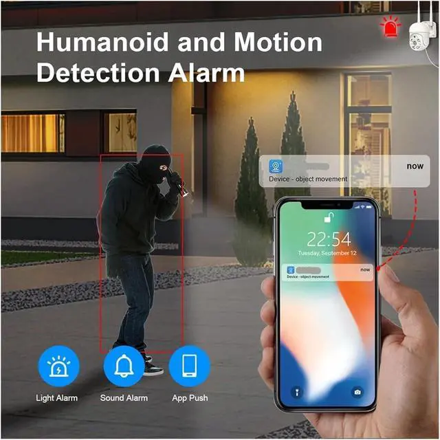 Alt view image 3 of 6 - 5MP WiFi Camera Outdoor 1536P 5X Digitial Zoom PTZ IP Cameras Audio P2P CCTV Surveillance Work with