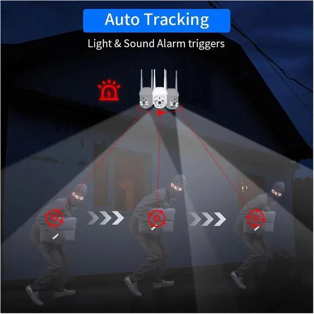 Alt view image 4 of 6 - 5MP WiFi Camera Outdoor 1536P 5X Digitial Zoom PTZ IP Cameras Audio P2P CCTV Surveillance Work with