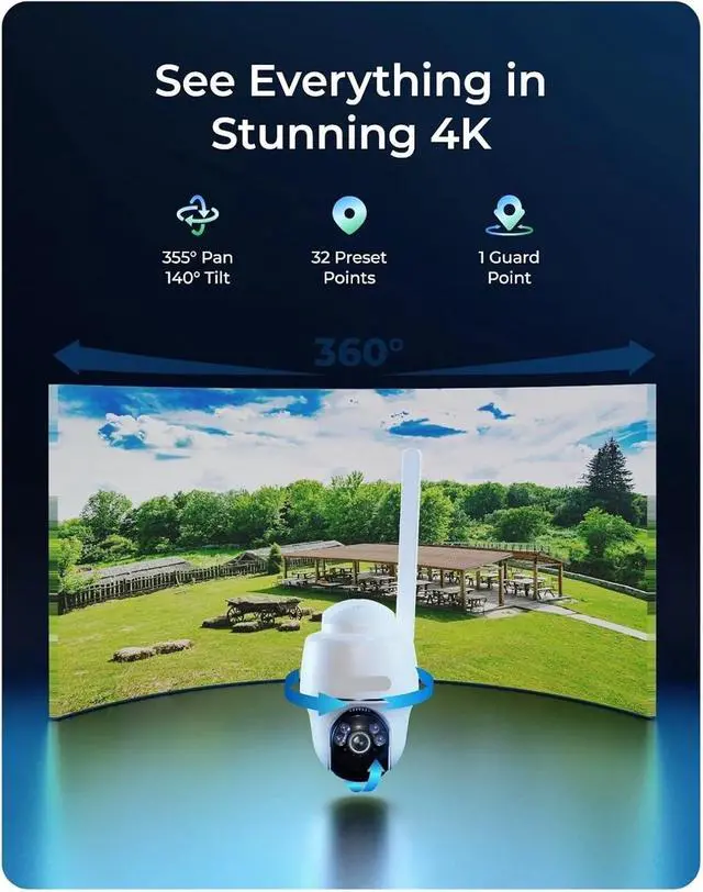 Alt view image 3 of 5 - 5MP 3G/4G LTE PT Camera 4K 8MP Cellular Wireless Outdoor Security Camera Smart Detection Battery/Solar Powered IP Camera